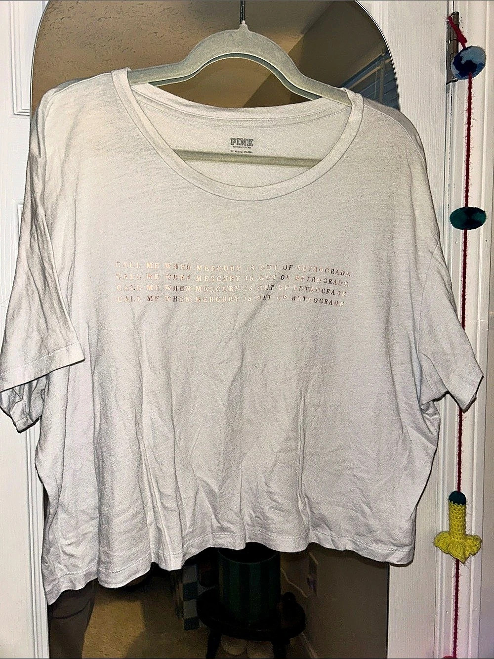 Pink Graphic Short Sleeve Tee in light blue